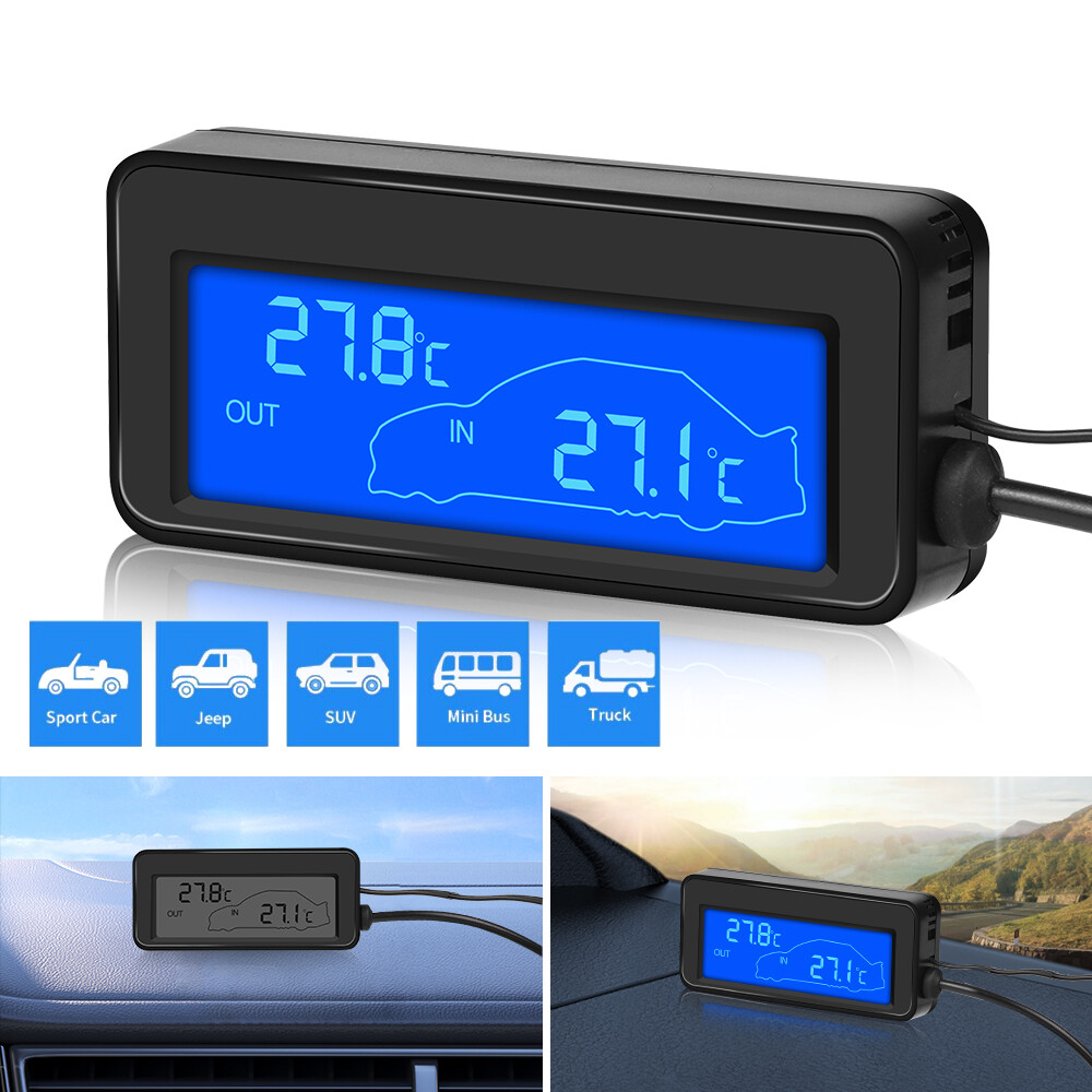 Car Digital Temperature Mini LCD Waterproof Indoor Outdoor Convenient Temperature Sensor With 1.5M Cable