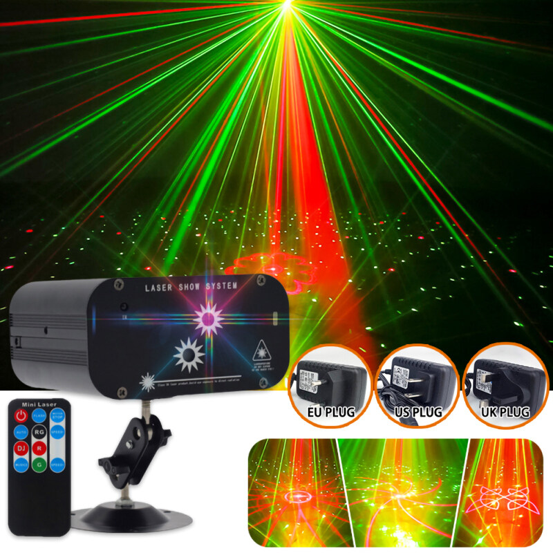 2 Lỗ 48 Họa Tiết Máy Chiếu Laser Từ Xa/Âm Thanh Actived LED Disco Đèn RG DJ Đảng Đèn Sân Khấu Giáng Sinh Đèn trang Trí