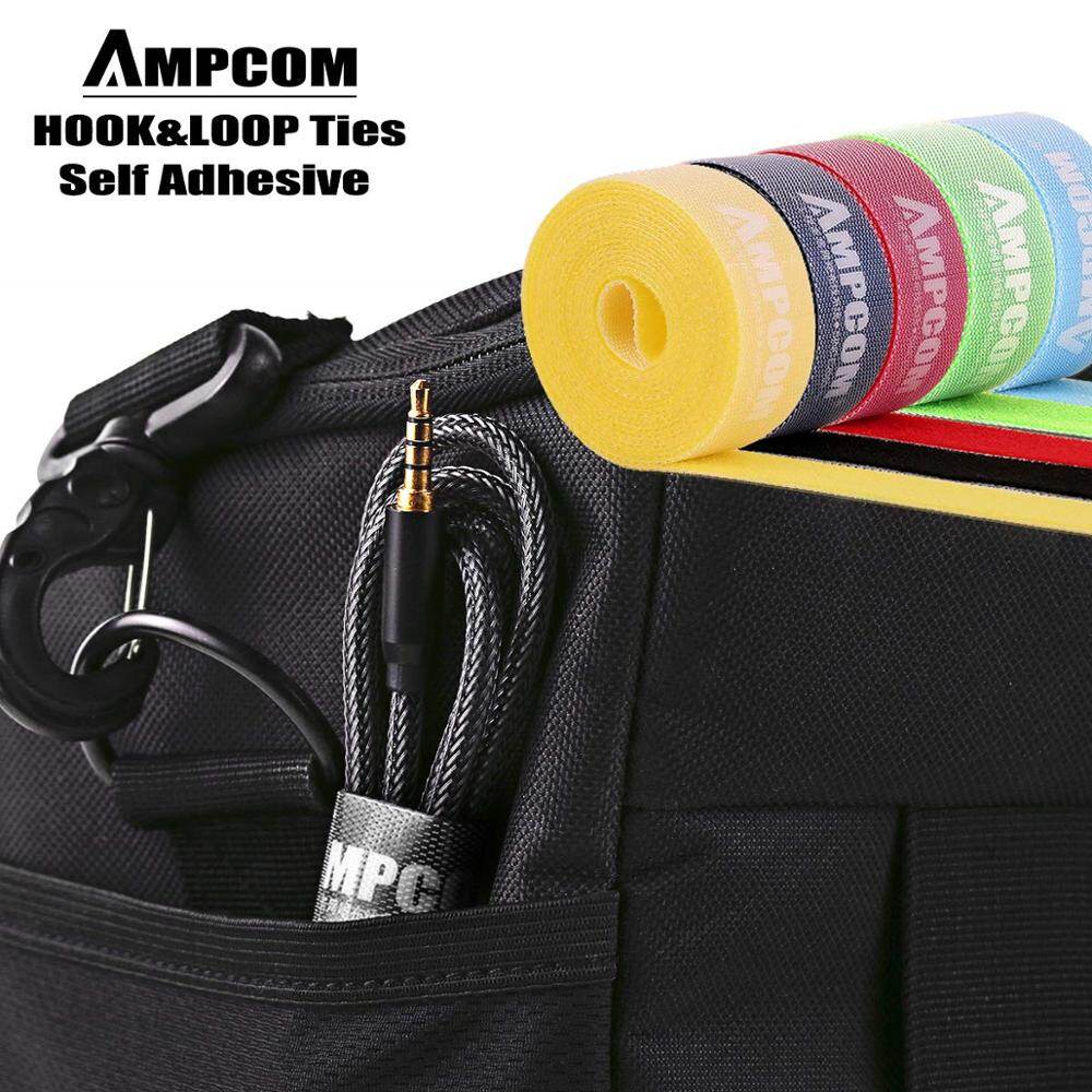 Ampcom 5M Khóa Dán Tie Bộ Kẹp Giữ Dây Cáp Máy Cuộn Dây Tai Nghe Cài Chủ Dây Chuột Bảo Vệ Cáp HDMI Quản Lý Cho Iphone Samsung Xiaomi