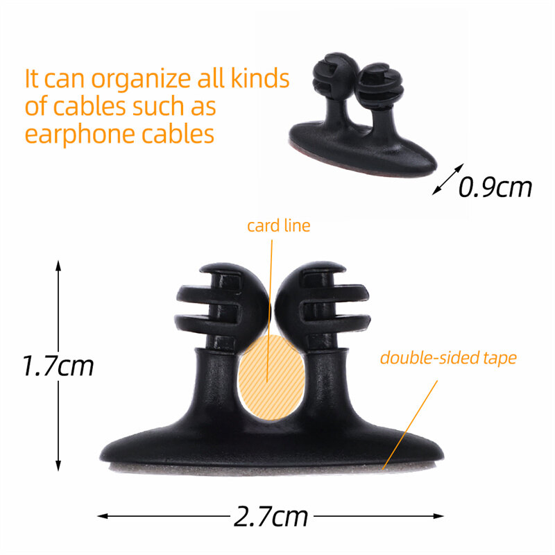 Car Self-adhesive Wire and Cable Holder Multi-function Holder Car Charging Data Cable Buckle Headphone Wire Clip