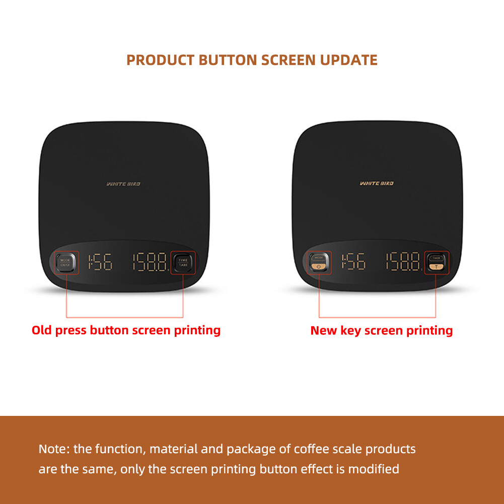 yieryi 2KG Coffee scale Electronic smart touch scale USB Kitchen Scale Digital Drip Espresso scale Anti-Slip