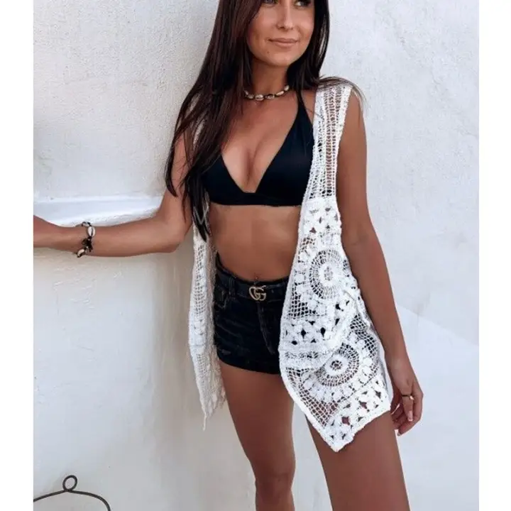 white beach cardigan