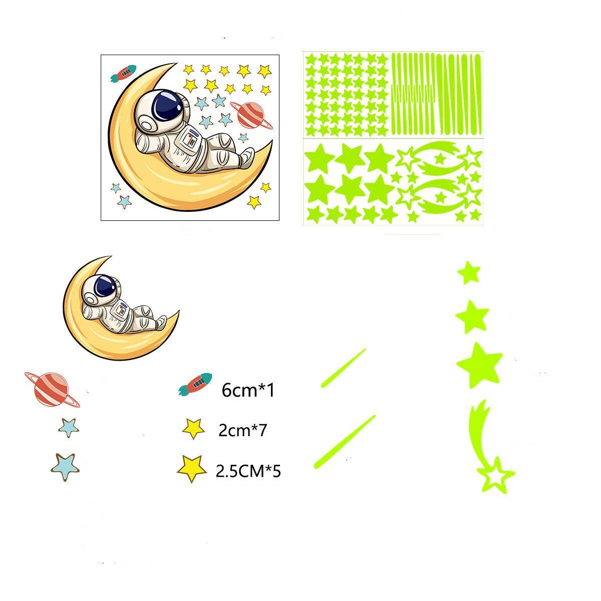 118 Pcs Ngôi sao chấm Decal nhà Huỳnh quang Trang trí trần phòng Sao băng Phát sáng trong bóng tối Hình dán ngôi sao trăng Giấy dán tường dạ quang
