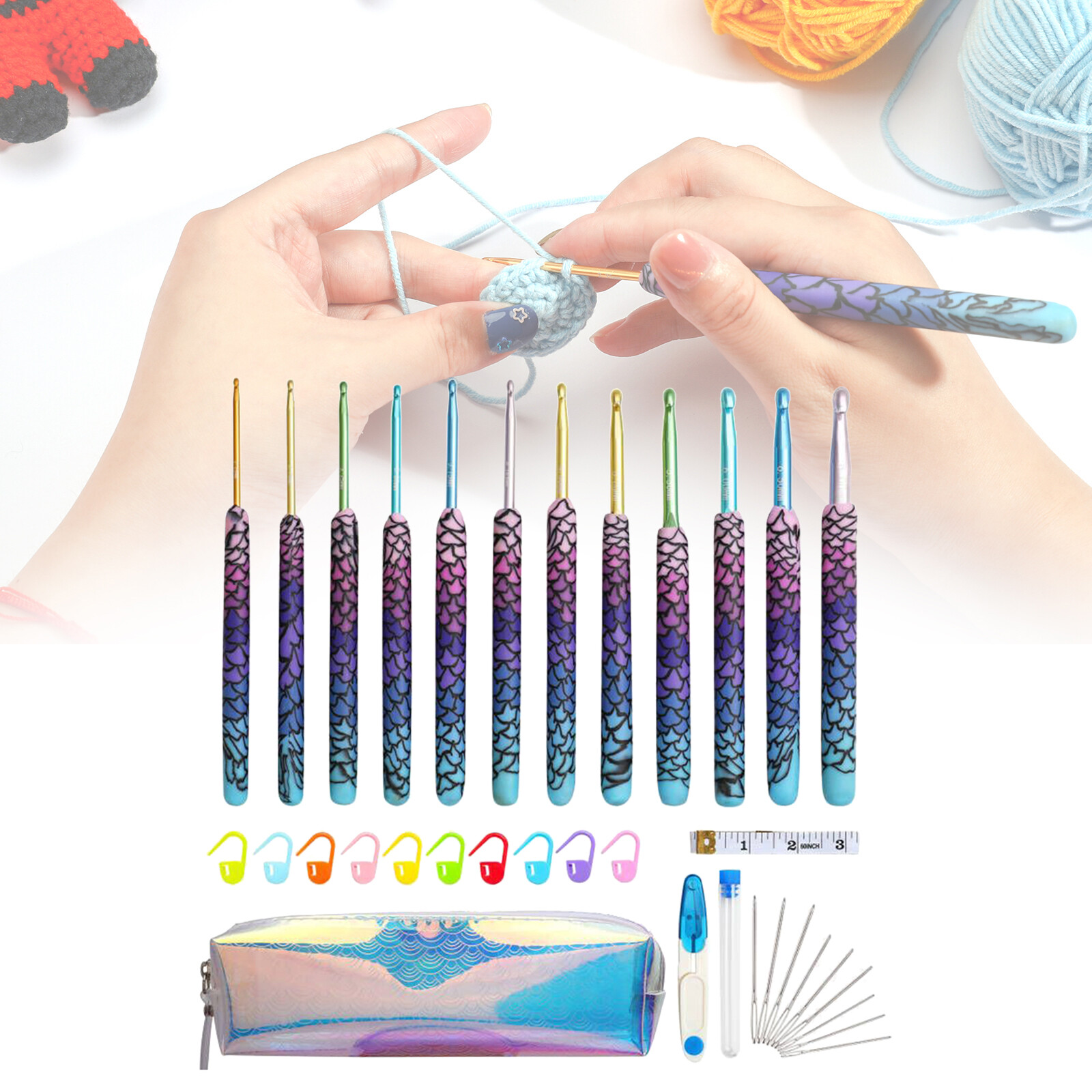 Blesiya Dụng Cụ May Bộ Móc Móc Kim Đan Sợi Bộ Dụng Cụ Kẹp Tiện Dụng