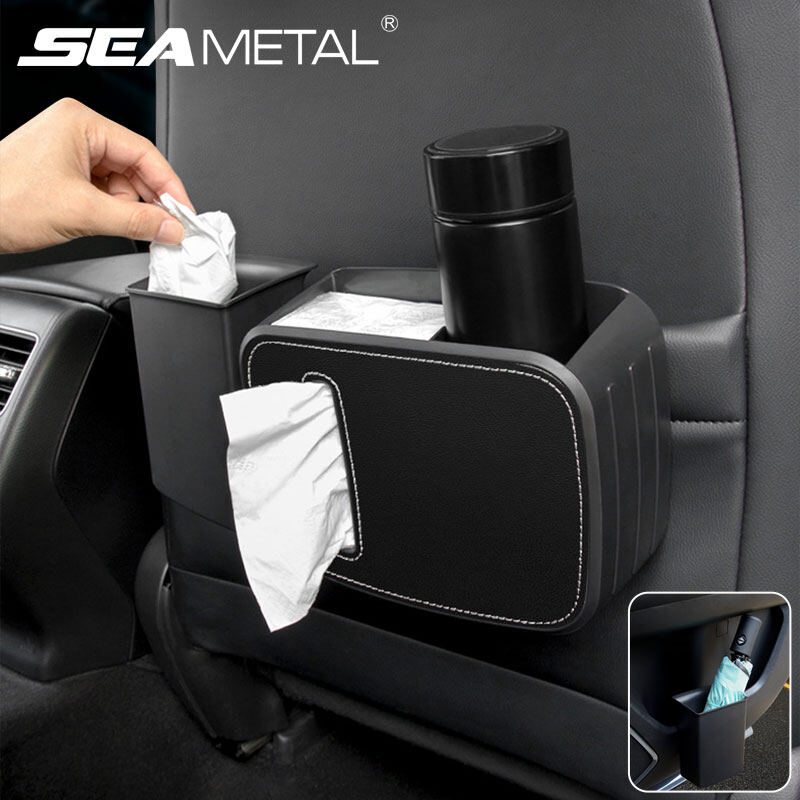 Universal Car Seat Back Storage Box Multifunctional Organizer Hanging Split Trash Can Tissue Holder Drink Holder Car Products