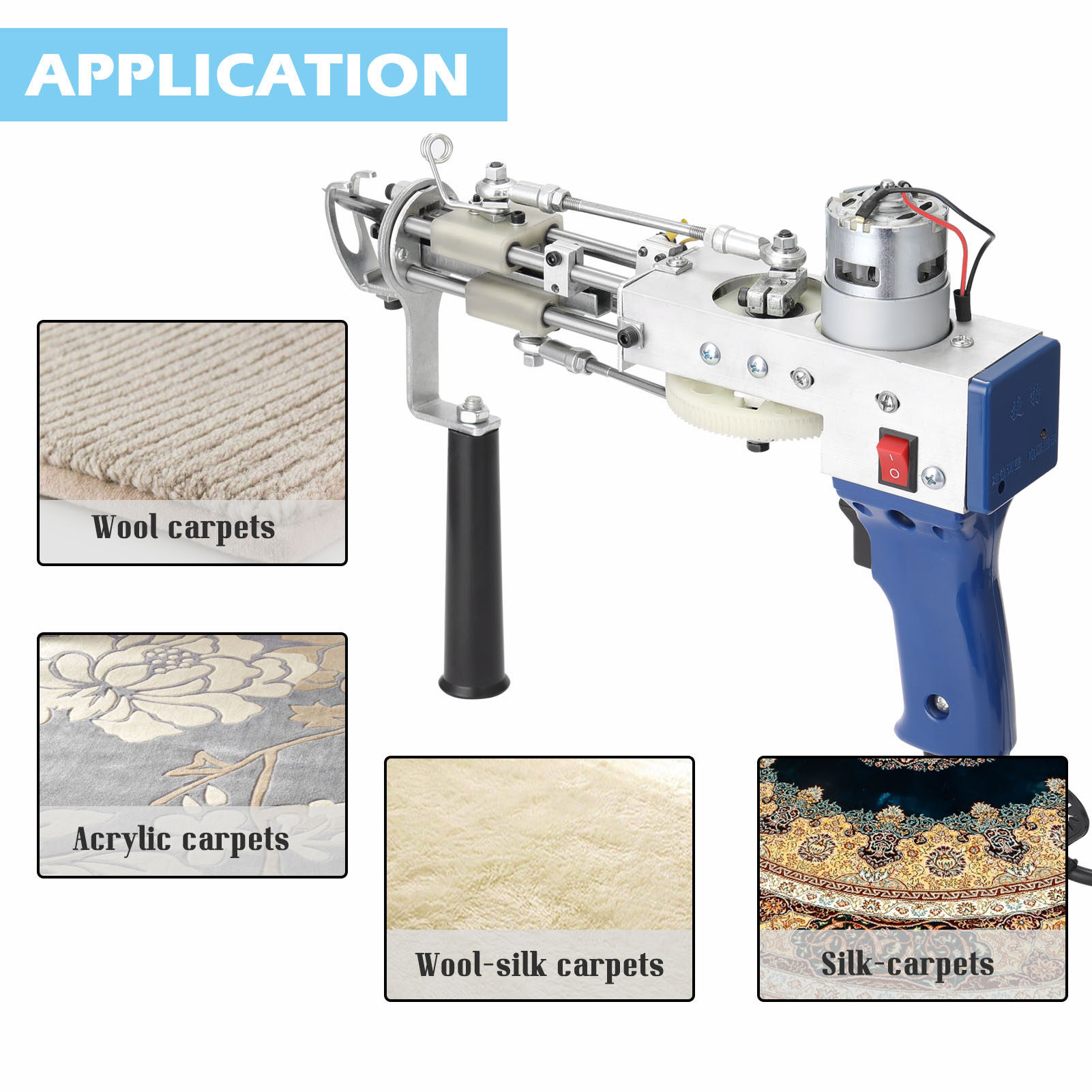 Smart Sensor Electric Carpet Tufting Weaving Machine Professional Flocking Device Industrial Embroidery Tool Cut-Pile Loop-Pile Knitting Equipment