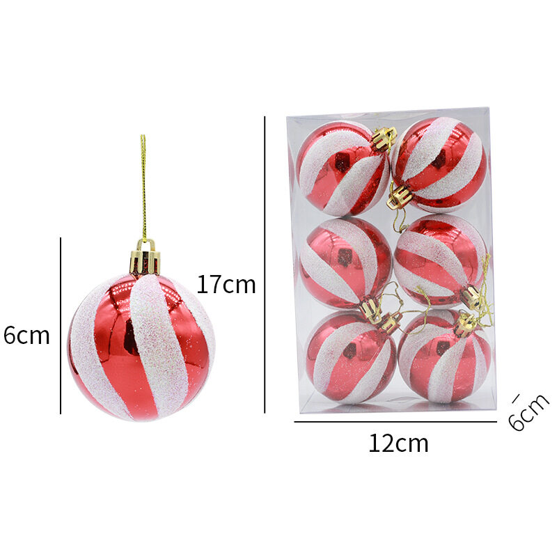 6Pcs Christmas Pendant Electroplating Candy Xmas Ball Christmas Tree ...