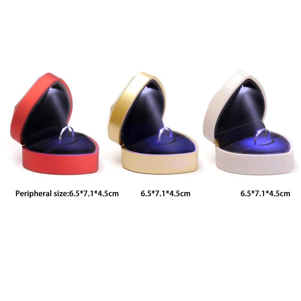 Heart Shape LED Light Ring Holder Box Proposal Wedding Band Display Storage Case