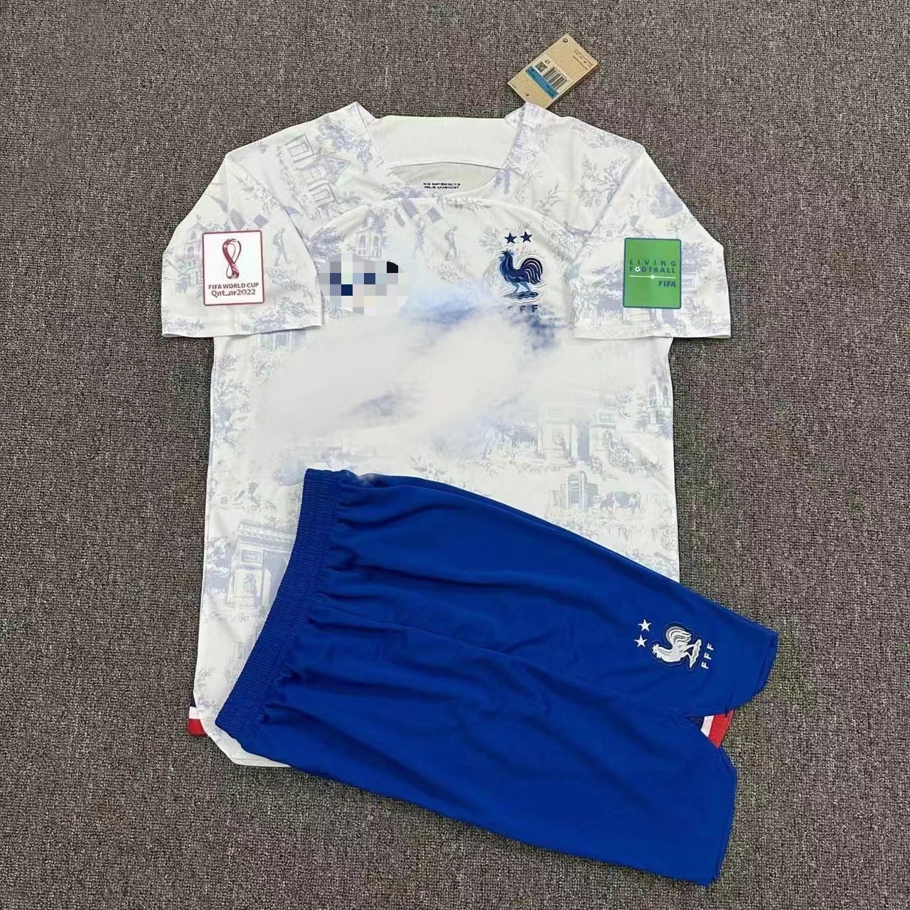Qatar World Cup football jersey World Cup 2022 France Home Football Jersey Children Short Sleeve Shirt Shorts Set Soccer Uniform Sports Clothing for Boys Girls