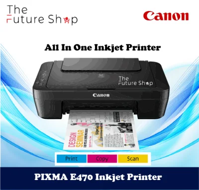 Canon Pixma E470 Ink Efficient 3 in 1 Inkjet Printer (Print, Scan & Copy)