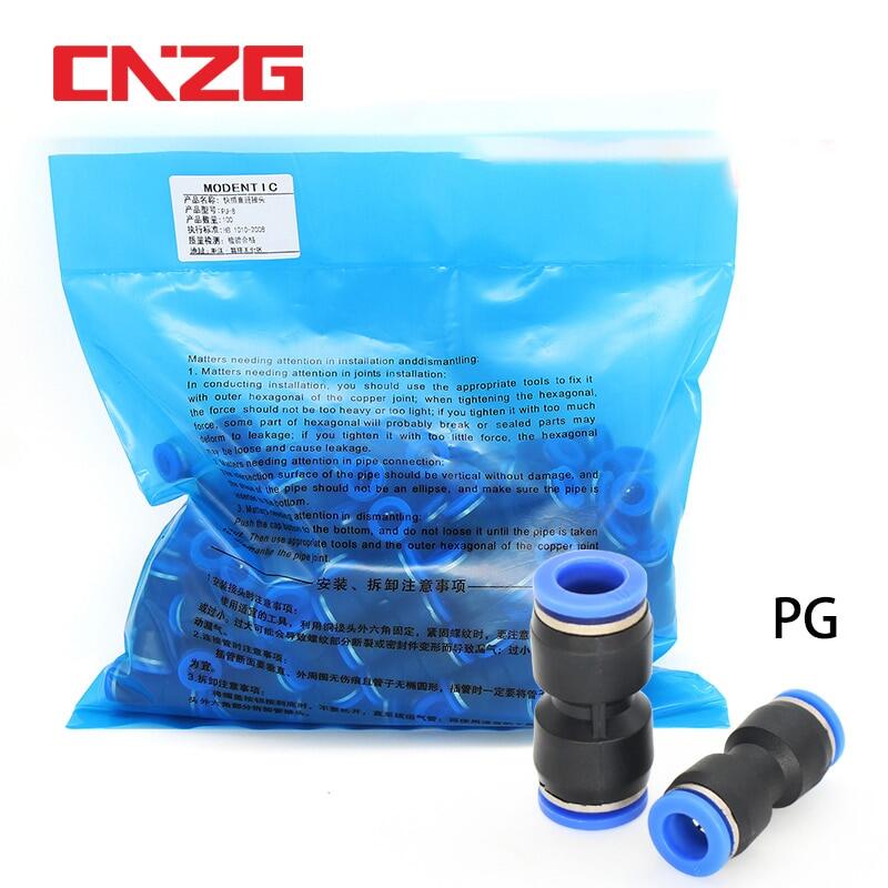 100pcs Lot Pg 46mm 68mm 610mm Air Pneumatic Fitting One Touch Push