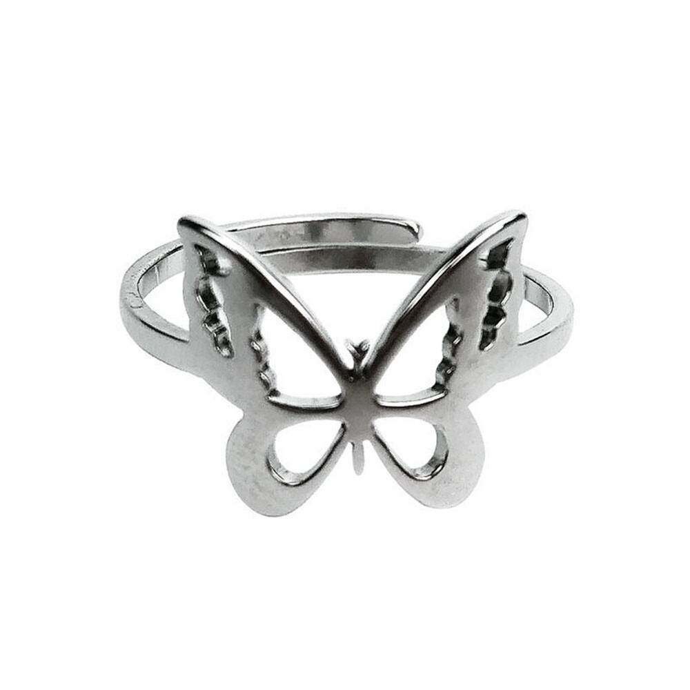 Cute Butterfly-shaped Alloy Silver Ring for Women