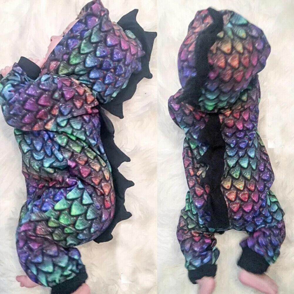 Newborn Kids Baby Girl Boy 3D Dinosaur Scales Romper Jumpsuit Halloween Costume