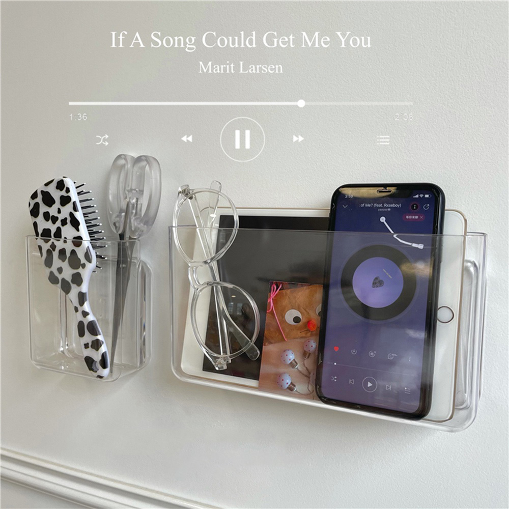 YESPERY Transparent PS Wall-mounted Storage Box Living Room Wall Seamless Debris Sorting Box Multifunctional Bedside Storage Box