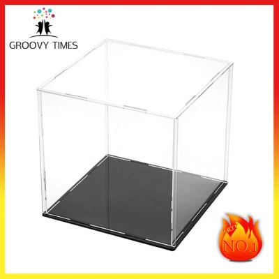 10x10x20cm（Multi-size）Clear Acrylic Display Case Cube Countertop Box Stand Riser Self-Assembly Dustproof Showcase for Toys Collectibles