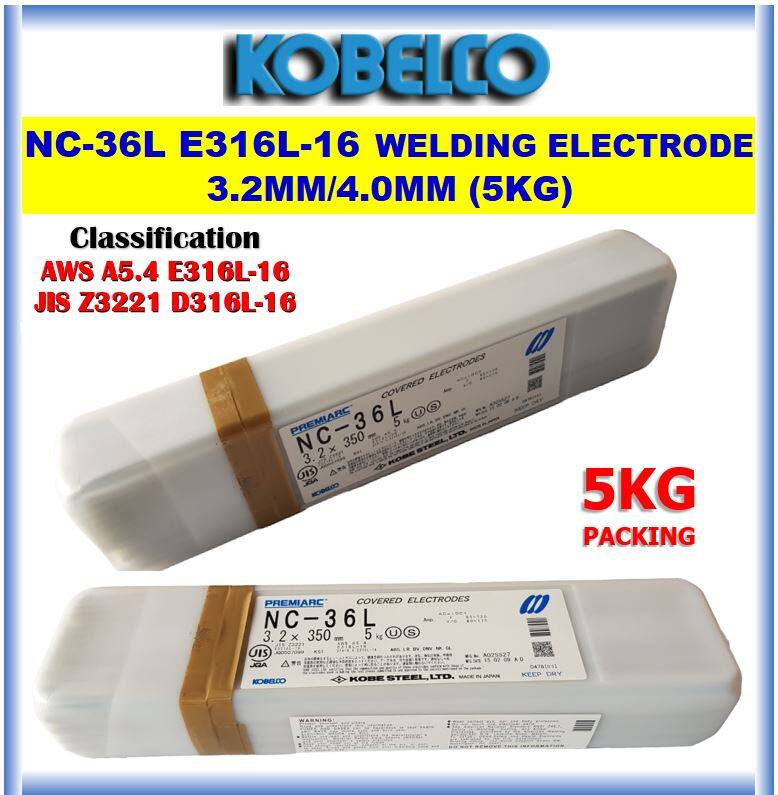 KOBELCO WELDING ELECTRODE NC36L ( NC36L ) E316L16 (2.6MM) X 2KG /(3.2MM)/(4.0MM) X 5KG Lazada
