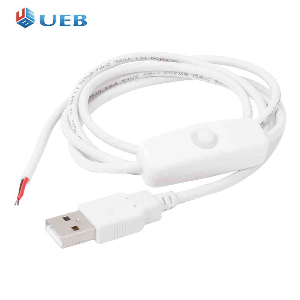 1m 5v usb power cable 2 pin usb 2.0 male cord extension diy with switch