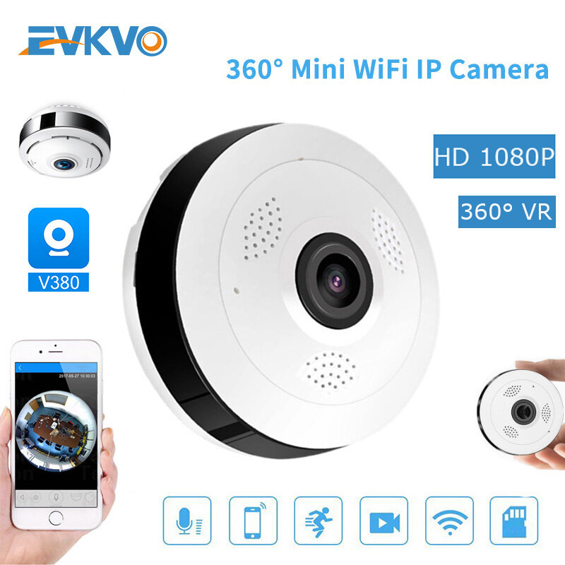 Ứng Dụng EVKVO - HD 1080P V380 ( Lắp Đặt Trần Treo Tường ) Camera IP MINI Toàn Cảnh 360 Độ, Màn Hình Em Bé Wifi Không Dây CCTV