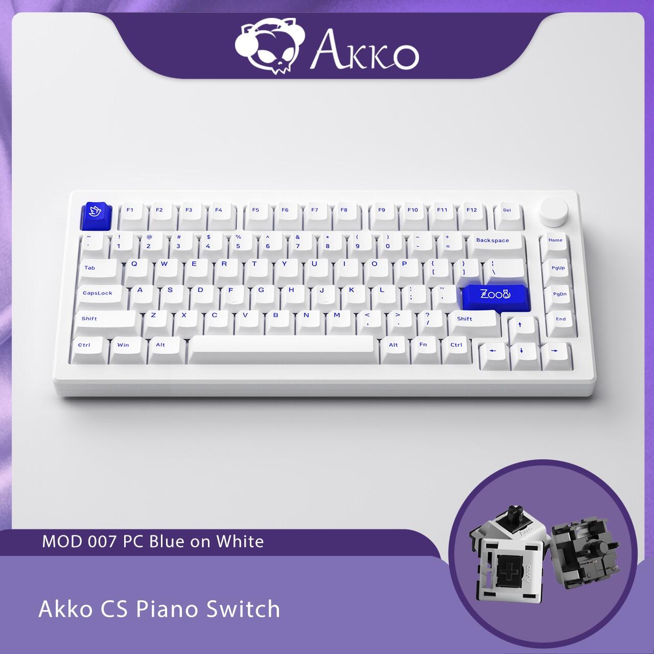 Akko MOD 007 PC Blue on White 75% Mechanical Keyboard Wired Hot-swap No ...
