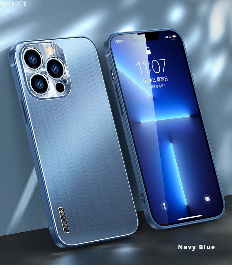Luxury Aluminium Alloy Ultra Thin Phone Case for iPhone 11 12 13 Pro max 12 13 mini X XR XS XS Max Metal Back Cover Soft TPU Bumpers lens Protection Cover