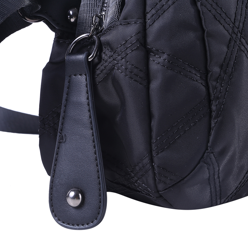 Black Messenger Bag Large-capacity Simple and Versatile Wide-band Rhombus Shell Bag