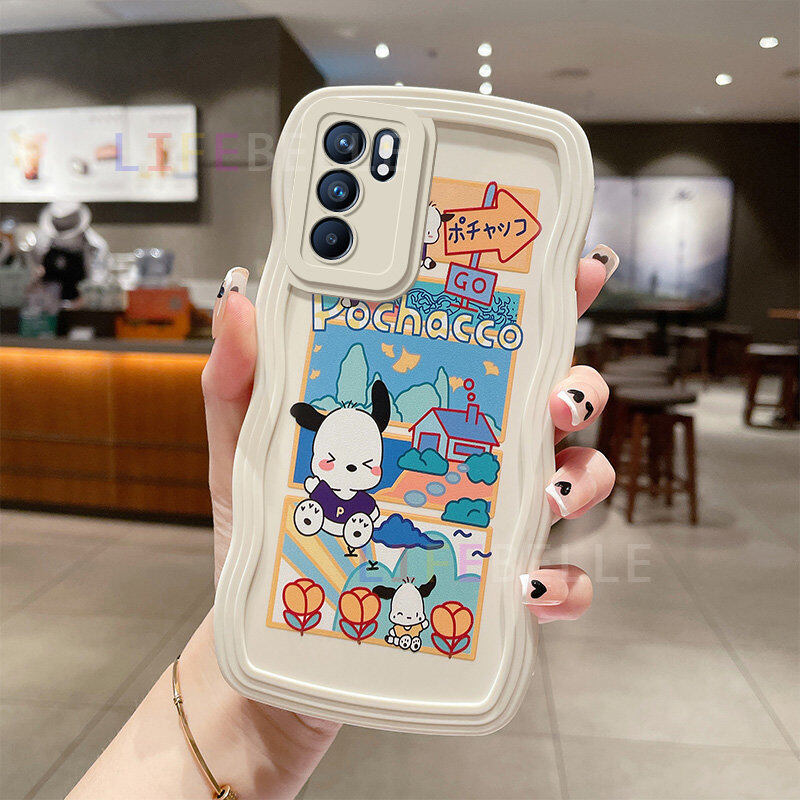 LIFEBELLE Casing for OPPO Reno6 5G Case, Lovely Bear Love Graffiti Pattern Couple Cartoon Cute Soft Phone Case New Creative Wavy Edge Silicone Bumper Shockproof Protective Back Cover Girl