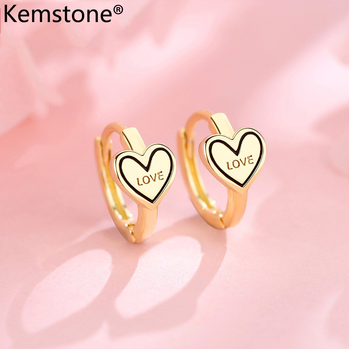 Kemstone Silver Gold Heart Hoop Earrings Lovely Jewelry Gift for Girls