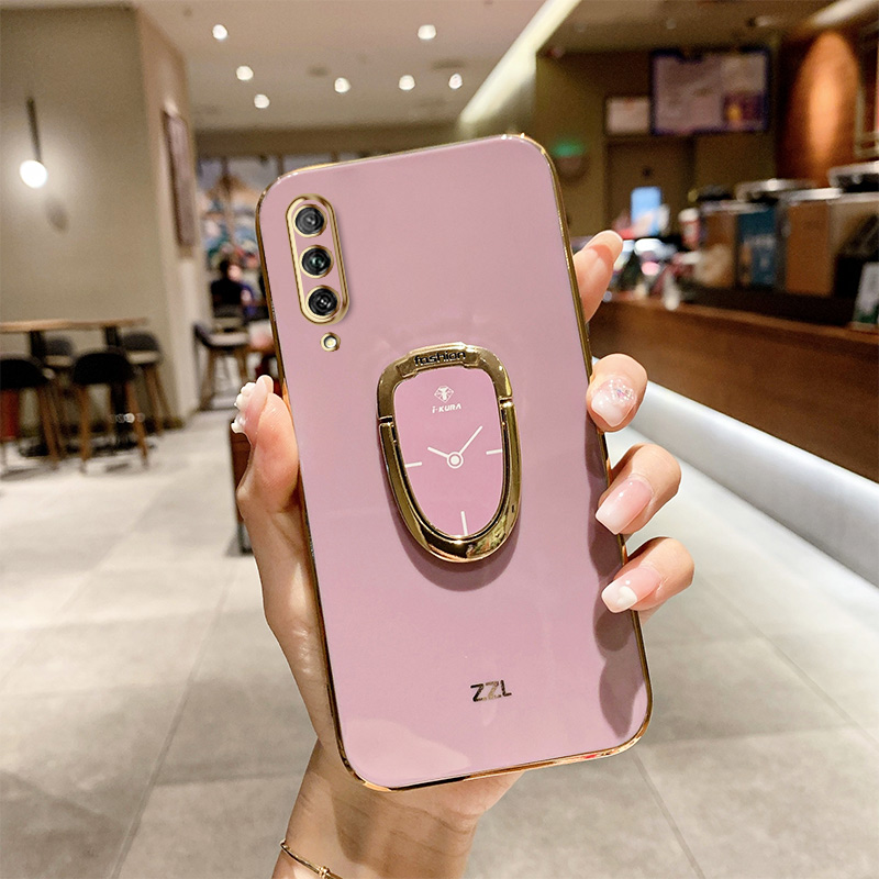 YBD Soft Phone Case For Huawei Y9S Plating Casing y9s Precise camera protection with Free Clock Ring
