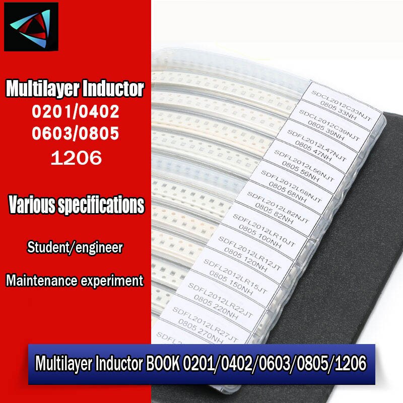 Smd multilayer ceramic inductor kit 0201 0402 0603 0805 1206 chip inductance assorted kit sample book