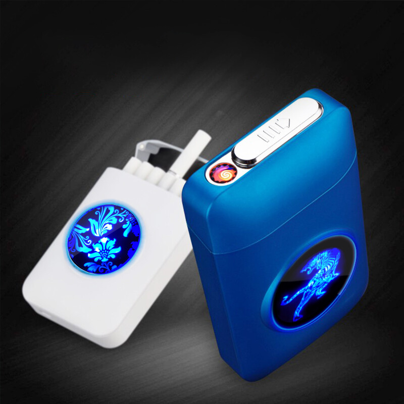 2022 New Metal Cigarett Case Box with USB Charge,LED Light Screens,8mm Cigarett 19pcs Capacity