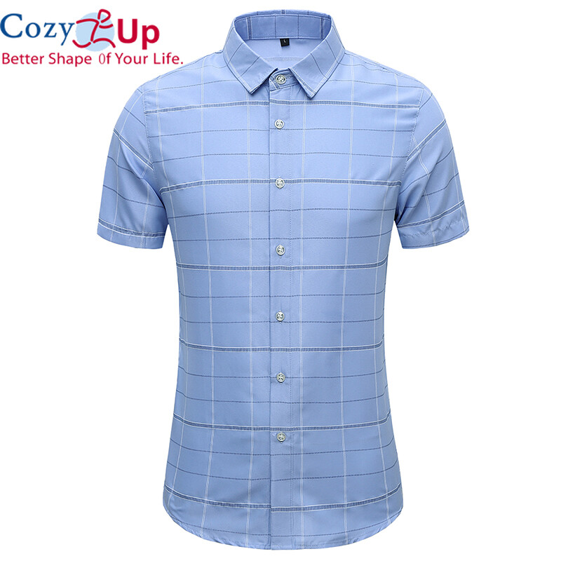 Cozy Up New Fashion Plaid Shirt Men Summer Casual Short Sleeve Shirts Mens Plus Size Beach Hawaiian Tops Blouse Male