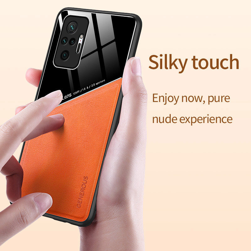 ROAZIC Dành Cho Xiaomi Redmi Note 10 Note 10 Pro Note 10 Pro Max Note 9 Note 9S Note 9 Pro Ốp Điện Thoại Vỏ Thủy Tinh Từ Tính Kết Cấu Da, Ốp Lưng Chống Sốc Cạnh Mềm