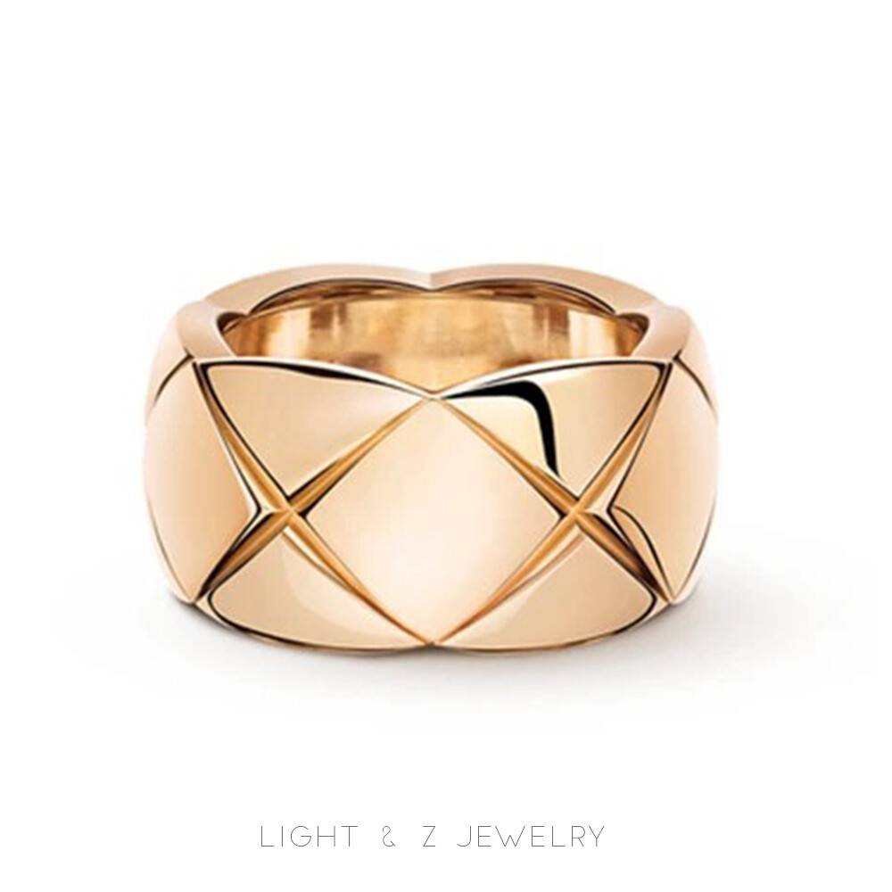 LIGHT & Z non-fading men's and women's couple rings retro diamond rings gold ins stackable wide rings