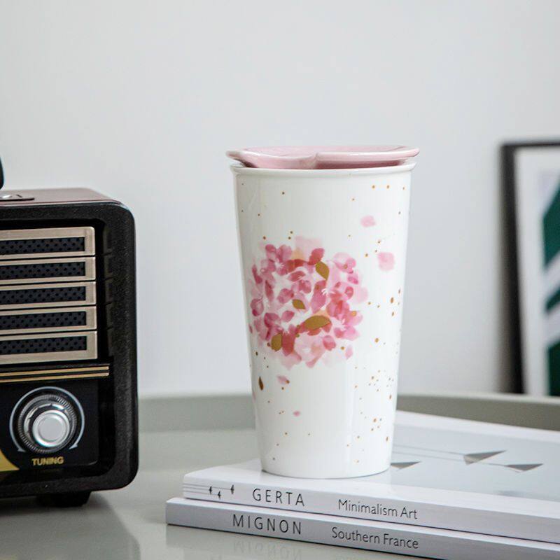 Startbuck Official Store Starbuck Mug Starbuck Cup Cherry Blossom Cup Queen Cup Crown Goddess Double Mug Anniversary Cup Ceramic Cup with Lid