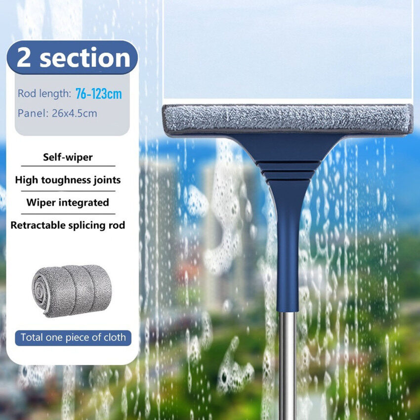2 In 1 Window Mesh Screen Brush Window Cleaner Magic Broom Wiper Telescopic Long Handle Window Mop Squeegee Wiper Cleaning Tool