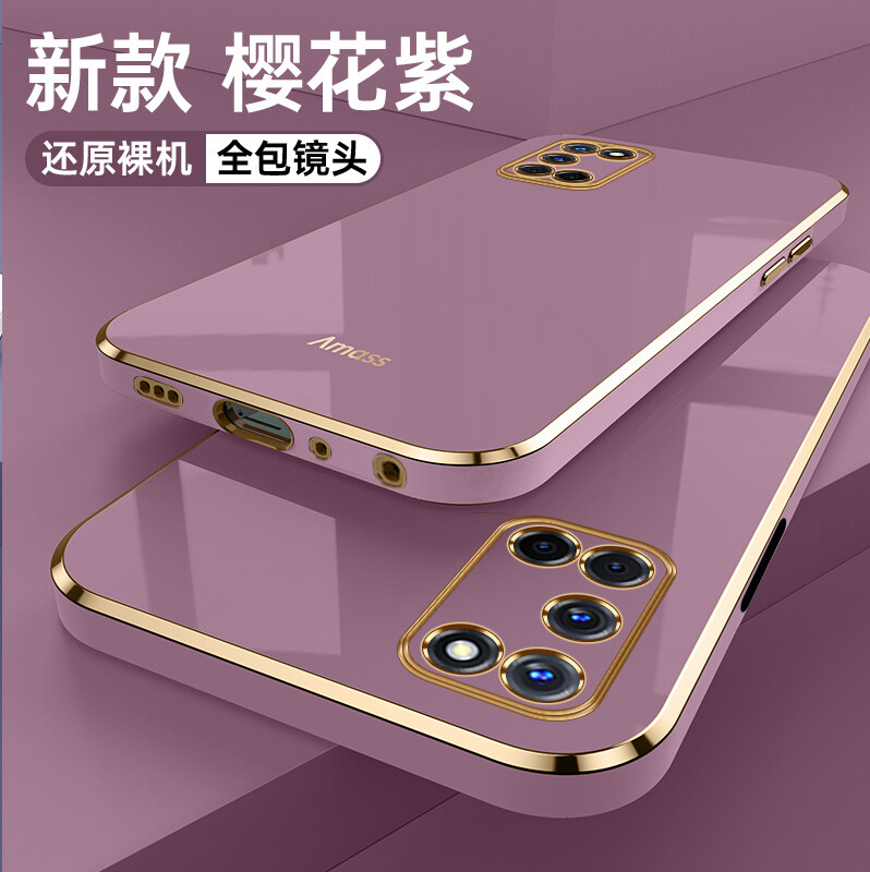 6D Plating Square Case for OPPO A52 A92 A72 Casing Soft Silicone Smooth Straight Edge All-inclusive Phone Case, Lens Protection Removable Back Cover