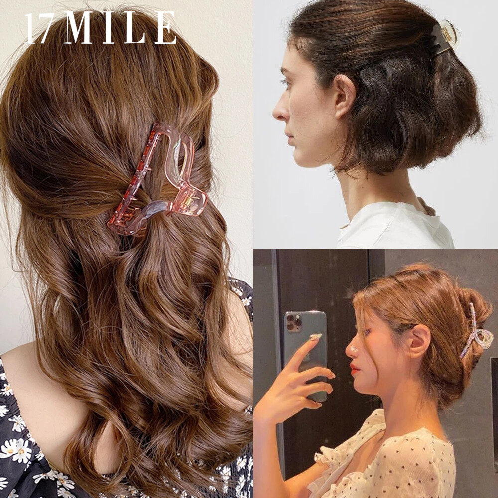 17MILE Fashion Elegant Transparent Amber Geometric Hollow Hair Claws For Women Acrylic Hair Clips Ornament