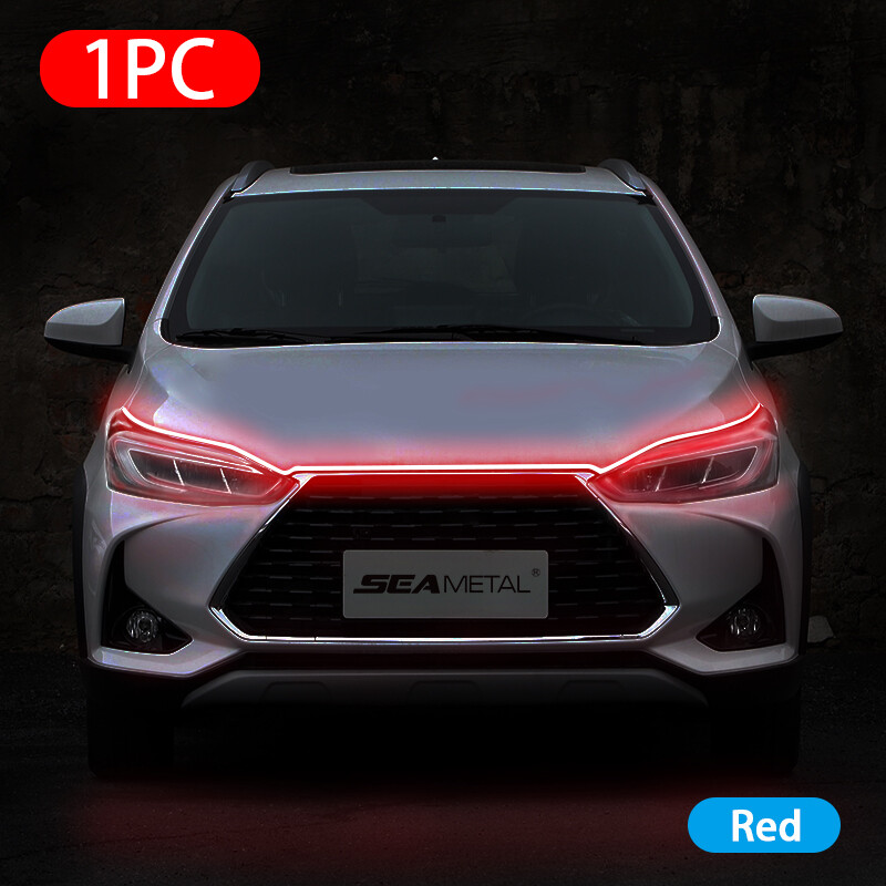180cm LED Car Hood Light Strip Cuttable Flexible Decoration Lamp 12V DRL Auto Atmosphere Light