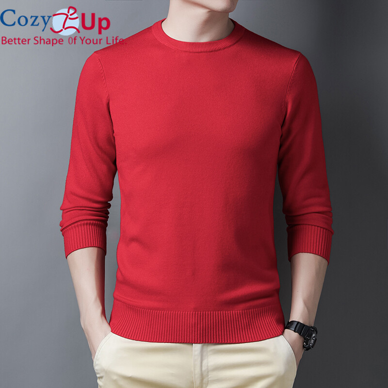 Áo Len Nam Dài Tay Cozy Up, Áo Len Dệt Kim Cổ Tròn, Mỏng, Màu Trơn