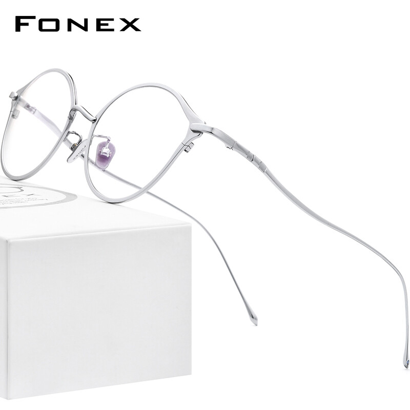 FONEX Pure Titanium Glasses Frame Women Retro Cat Eye Eyeglasses New Vintage Korean Style Cateye Optical Eyewear F85657