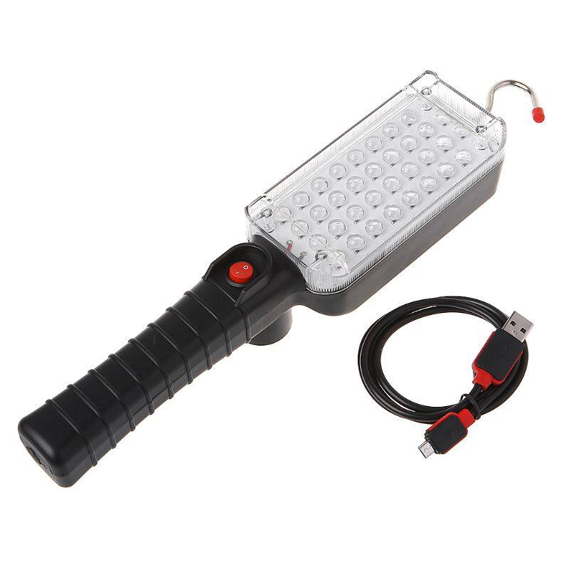 Portable USB Rechargeable Work Light COB Repairing Lamp With Magnet & Hook 34 LED Flashlight