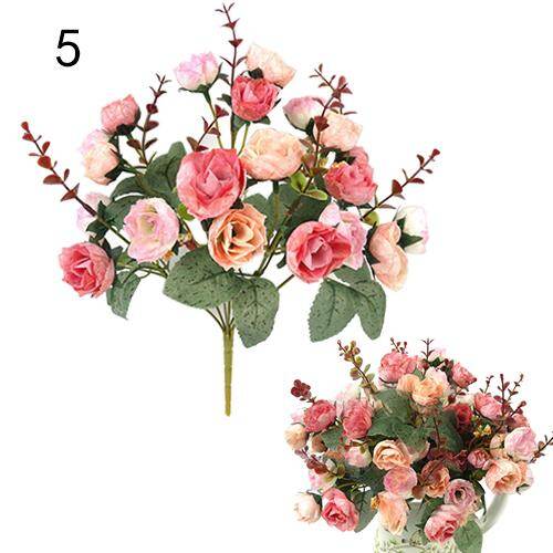 venicenight 1 Bouquet 21 Head Rose Silk Flower Leaf Home Party Wedding Decor Artificial Flowers & Plants