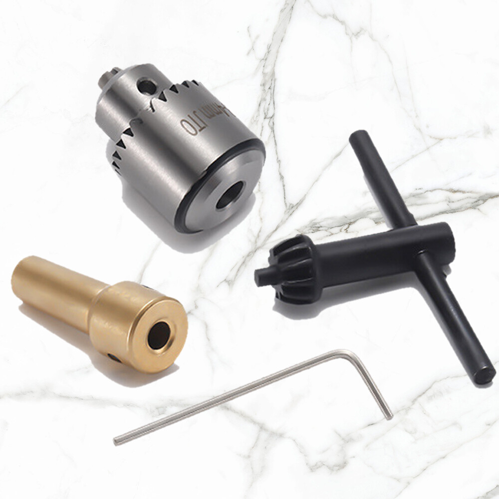 Micro Motor Drill Chuck Clamping Range 0.3-4mm Mini Taper Mounted Drill Chuck Wrench 3.17mm Brass Electric Motor Shaft Chuck