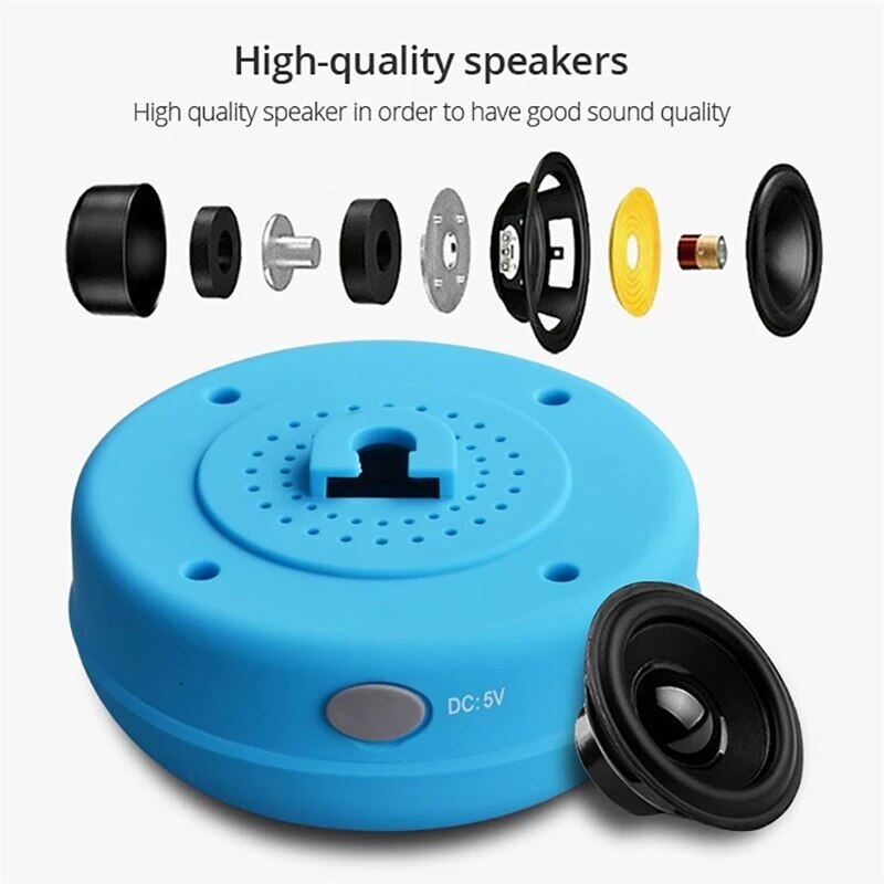 Shower Speaker Bluetooth Waterproof Water Resistant Hands-Free Portable Wireless Mini Built-In Microphone Solid Suction Cup