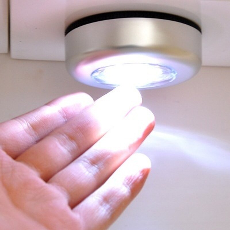 【lightingeverthing】Mini Wireless 3 LED Push Touch Lamp Kitchen Cabinet Closet Night Wall Light