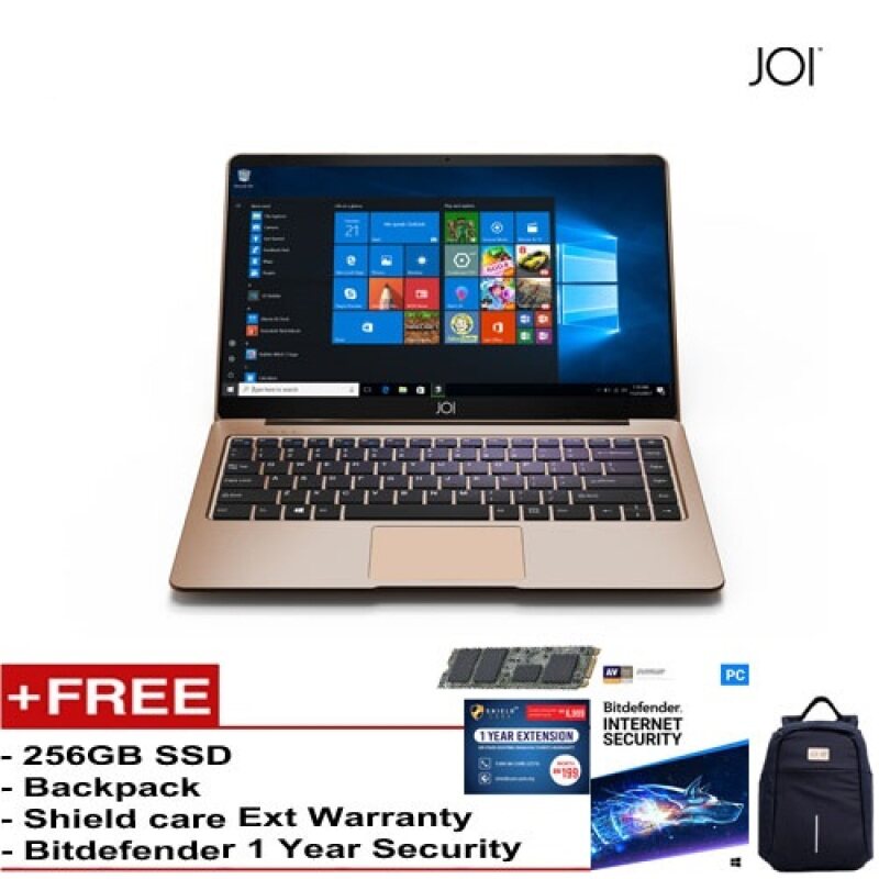 JOI Book 150 – AD-L150DG/AD-L150G Cel N4100, 4+32GB, 14 FHD, W10 Home {Free 256GB SSD + Anti-Theft Backpack - Blue + Bitdefender 1Yr + Shieldcare 1 Yr Extended Warranty } Malaysia
