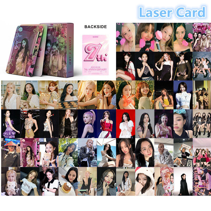 50pcs/box BLACKPINK Laser Photocard LISA JENNIE ROSE JISOO Kpop Album Lomo Cards Postcards