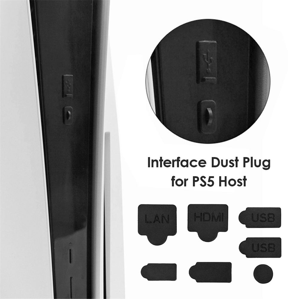Bộ Nút Chống Bụi silicon 7 chiếc cho PlayStation 5 vỏ bọc chống bụi chống nắp chống bụi Giao diện tương thích USB HDMI cho bảng điều khiển trò chơi ps5