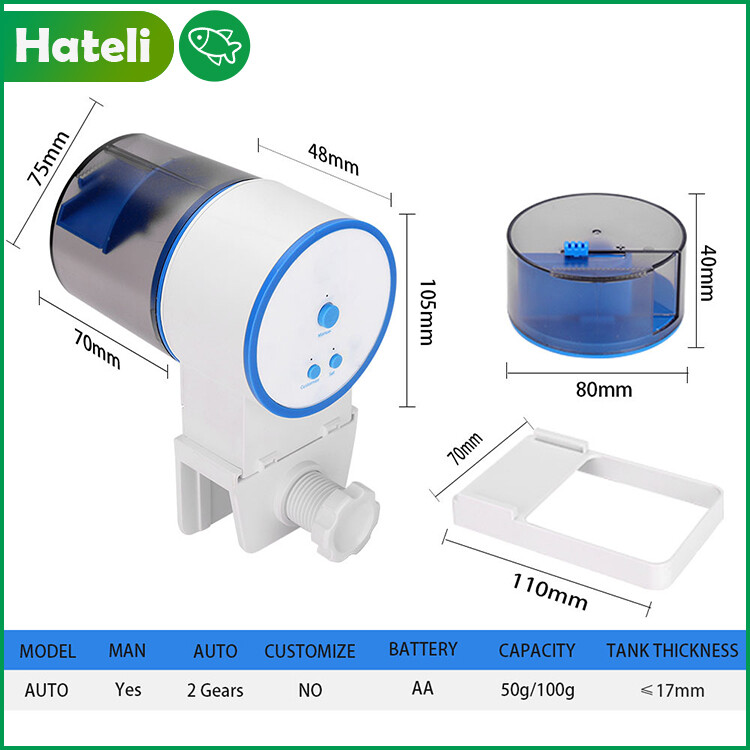 【HATELI】（Automatic Version）Fish Tank Automatic Feeder Intelligent Timing Automatic Feeder Aquarium Feeder Large Capacity Fish Feeder