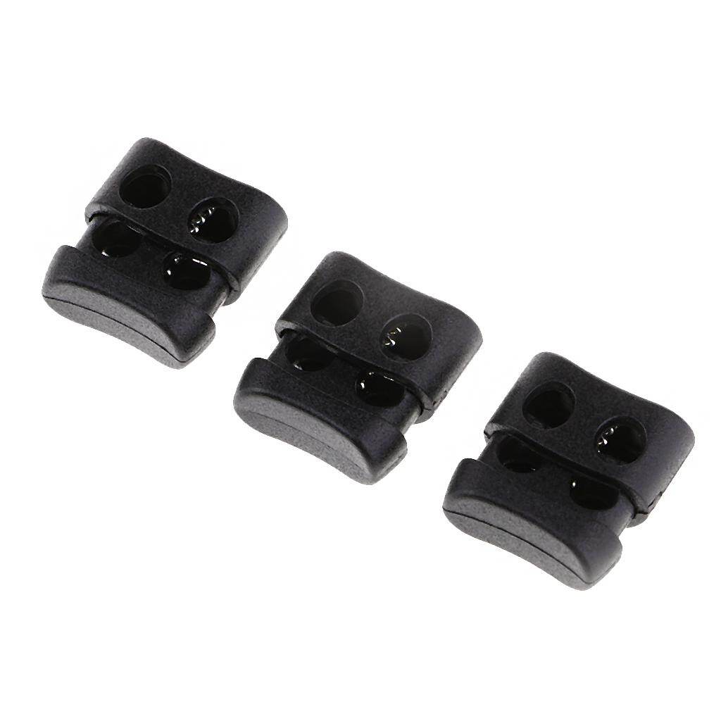 Baoblaze 50 Pieces Black Plastic Double Hole String Cord Locks Drawstring Stops End Buttons